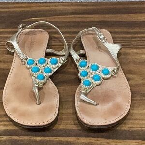 Preowned Lilly Pulitzer Sandals Turquoise Size 7.5 (Item#S043)